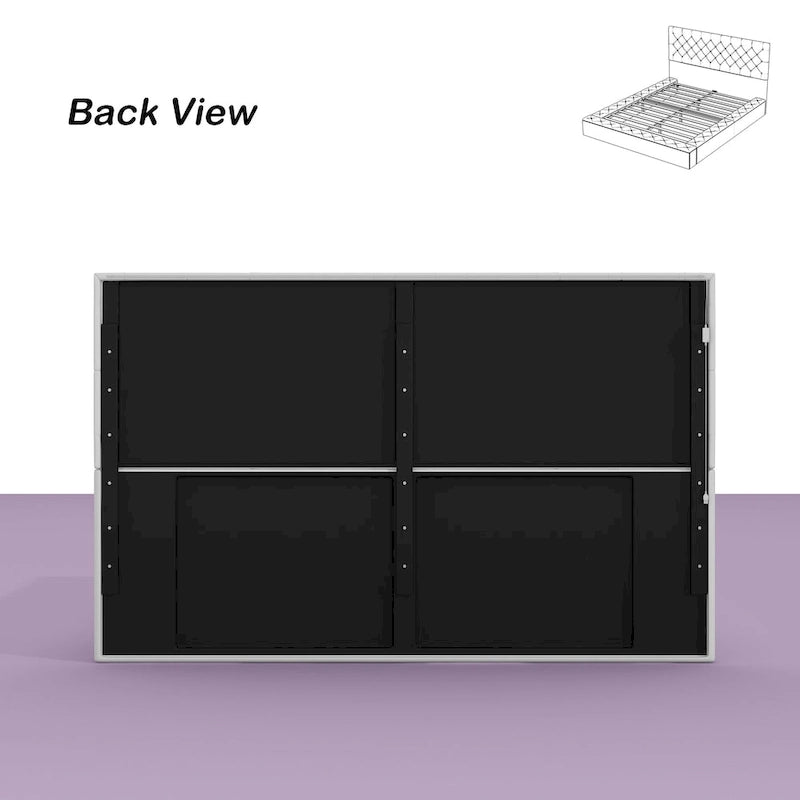 Cadre de lit design Queen/King avec éclairage d'ambiance LED et revêtement en cuir PU