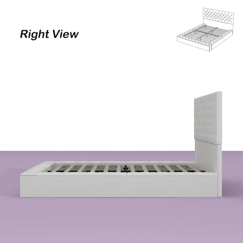 Cadre de lit design Queen/King avec éclairage d'ambiance LED et revêtement en cuir PU