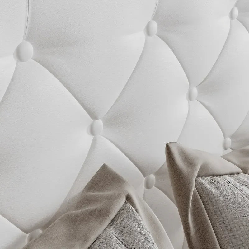 Cadre de lit design Queen/King avec éclairage d'ambiance LED et revêtement en cuir PU