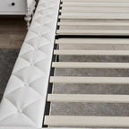 Cadre de lit design Queen/King avec éclairage d'ambiance LED et revêtement en cuir PU