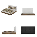 Cadre de lit design Queen/King avec éclairage d'ambiance LED et revêtement en cuir PU