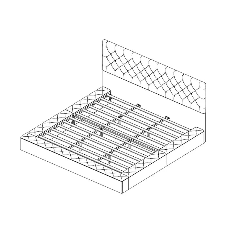 Cadre de lit design Queen/King avec éclairage d'ambiance LED et revêtement en cuir PU