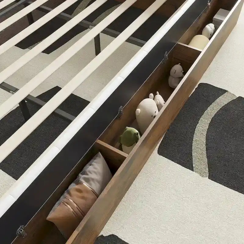 Cadre de lit design Queen/King avec éclairage d'ambiance LED et revêtement en cuir PU