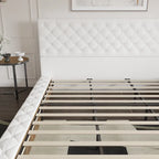 Cadre de lit design Queen/King avec éclairage d'ambiance LED et revêtement en cuir PU