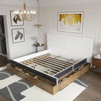 Cadre de lit design Queen/King avec éclairage d'ambiance LED et revêtement en cuir PU