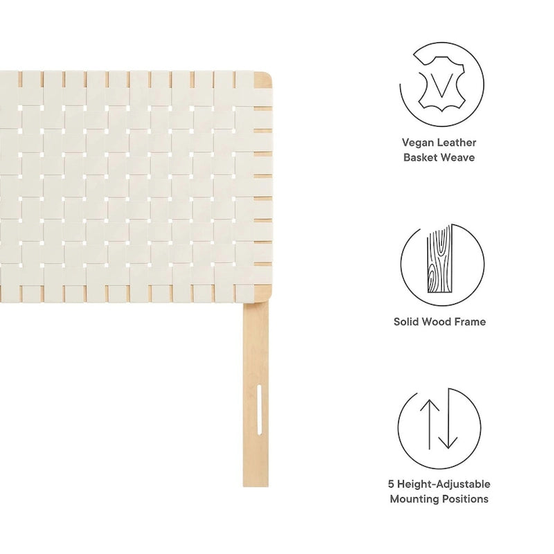 Tête de lit Sparta en cuir végétalien tissé pour lits jumeaux/grands/queen/king