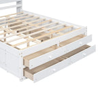 Lit plateforme King Size avec bibliothèque de rangement et 8 tiroirs