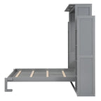 Lit escamotable mural pleine grandeur avec étagères et lumières LED, pour filles, garçons et adolescents, sans sommier requis.