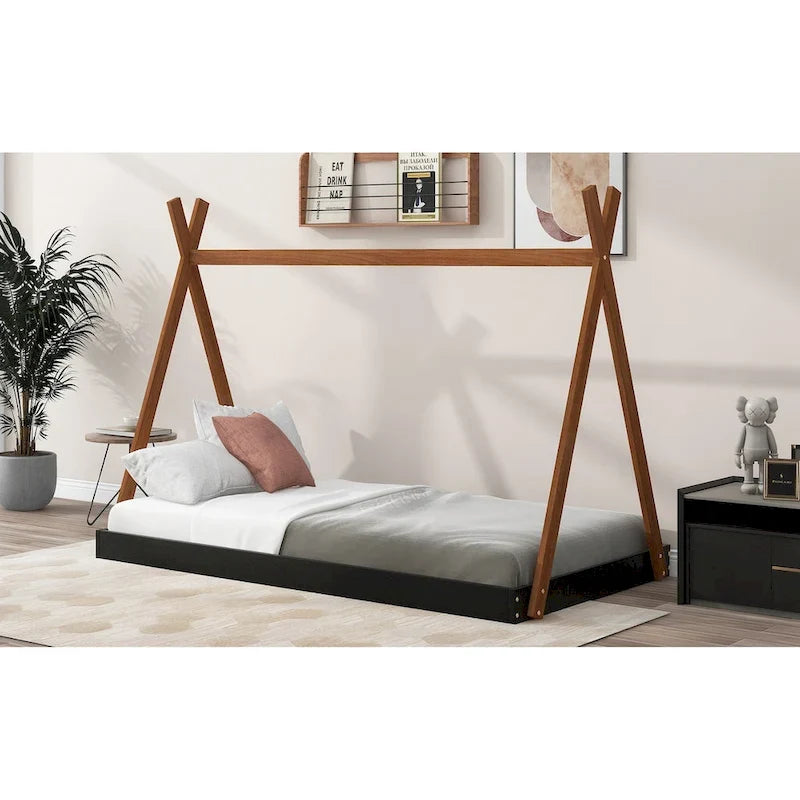 Lit de sol de tente avec structure triangulaire