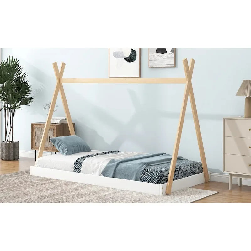 Lit de sol de tente avec structure triangulaire