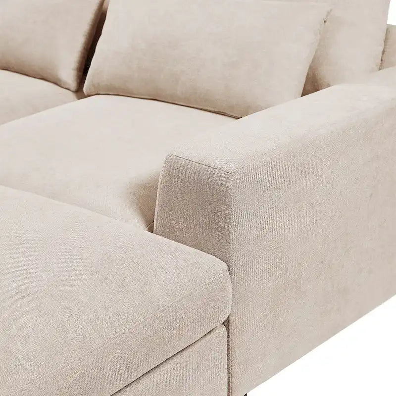 Canapé d'angle convertible moderne en forme de L, garni de plumes, avec méridienne réversible - 129,9 cm (L) x 72 cm (P) x 31,5 cm (H)