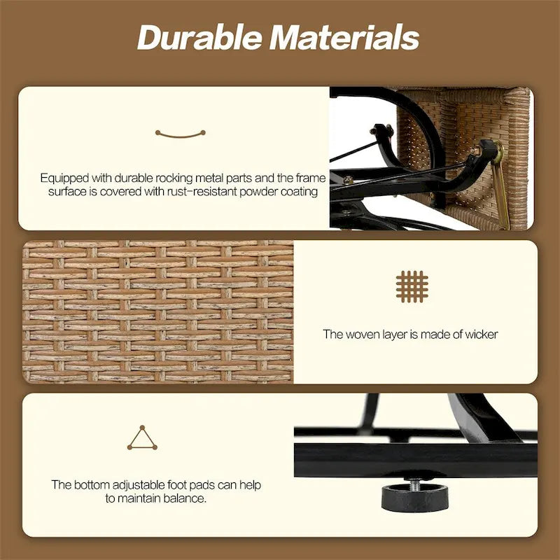 Fauteuil pivotant de jardin en rotin en forme d'œuf avec coussins et fonction bascule