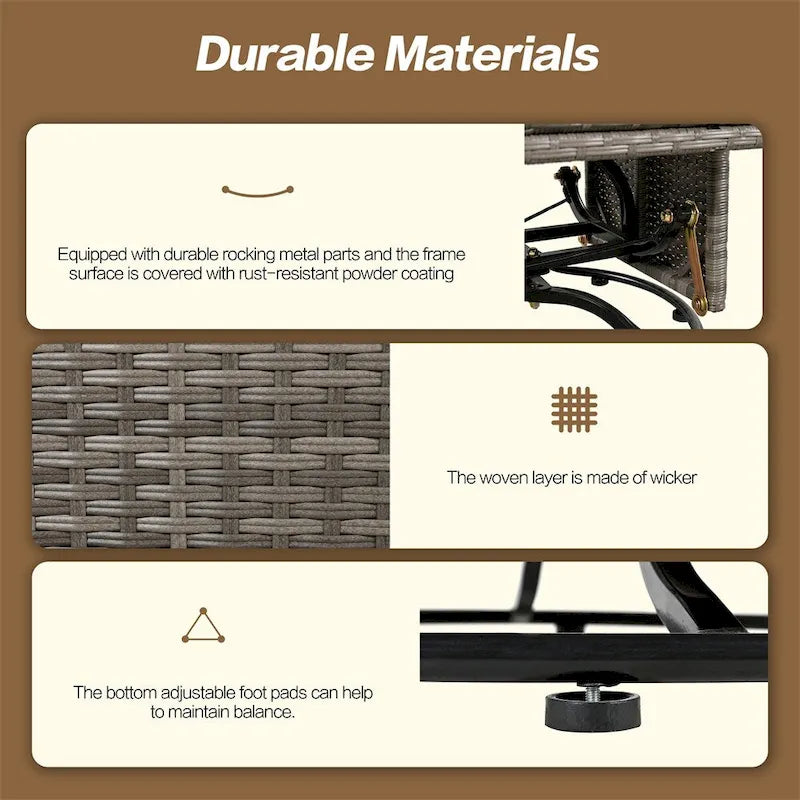 Fauteuil pivotant de jardin en rotin en forme d'œuf avec coussins et fonction bascule