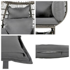 Fauteuil pivotant de jardin en rotin en forme d'œuf avec coussins et fonction bascule