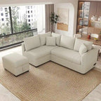 Canapé-lit d'angle rembourré avec pouf de rangement amovible, canapé-lit d'angle en forme de L