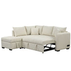 Canapé-lit d'angle rembourré avec pouf de rangement amovible, canapé-lit d'angle en forme de L