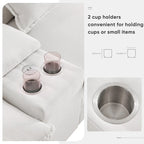 Canapé d'angle 123 x 55 cm avec console, porte-gobelets et ports USB, ensemble canapé-lit symétrique 6 places avec méridienne