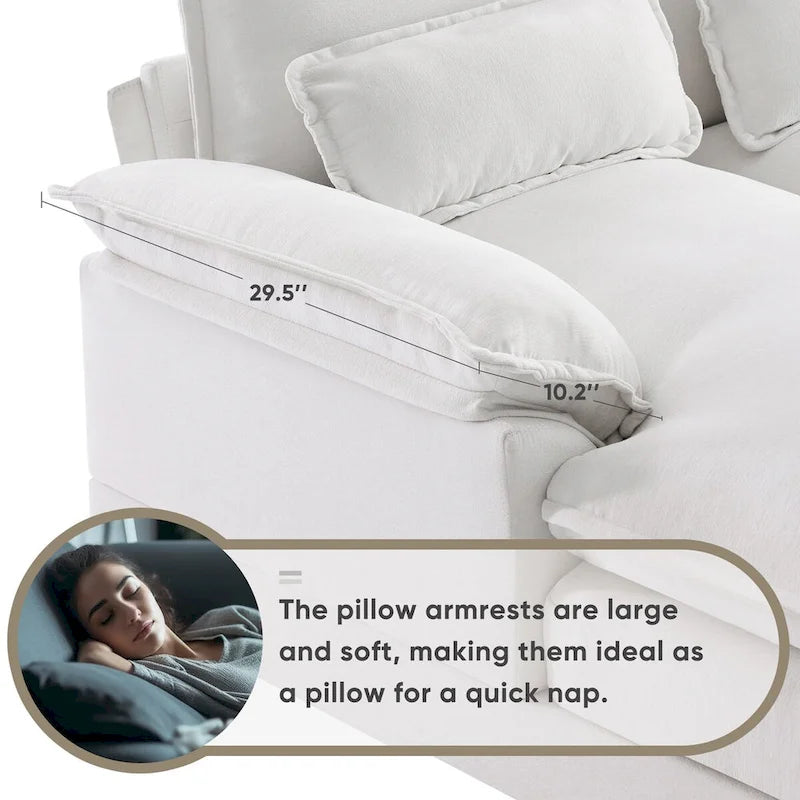 Canapé d'angle 123 x 55 cm avec console, porte-gobelets et ports USB, ensemble canapé-lit symétrique 6 places avec méridienne