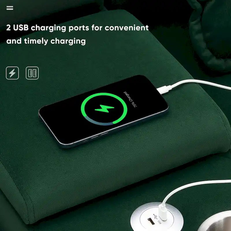 Canapé d'angle 123 x 55 cm avec console, porte-gobelets et ports USB, ensemble canapé-lit symétrique 6 places avec méridienne