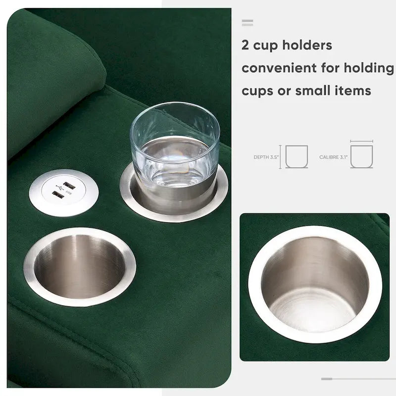 Canapé d'angle 123 x 55 cm avec console, porte-gobelets et ports USB, ensemble canapé-lit symétrique 6 places avec méridienne