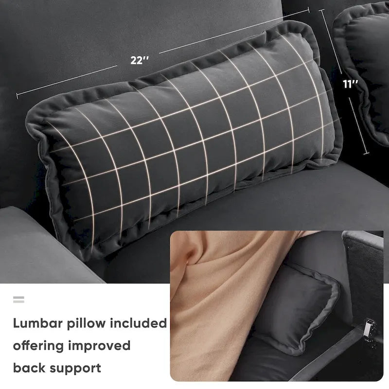 Canapé d'angle 123 x 55 cm avec console, porte-gobelets et ports USB, ensemble canapé-lit symétrique 6 places avec méridienne