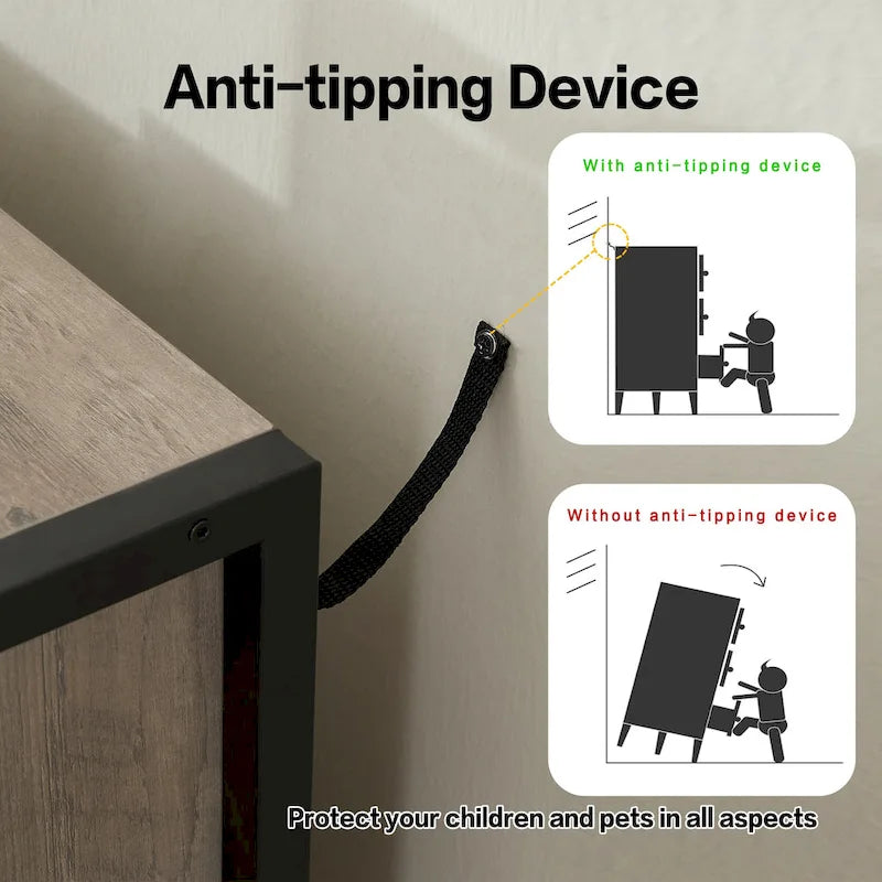 Commode en bois à 7 tiroirs, armoire de rangement en bois pour chambre, meuble penderie robuste avec structure en acier solide