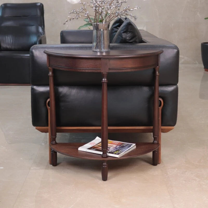 Table d'appoint demi-ronde Simplify, noyer, 72 cm (l) x 30 cm (p) x 72 cm (h)