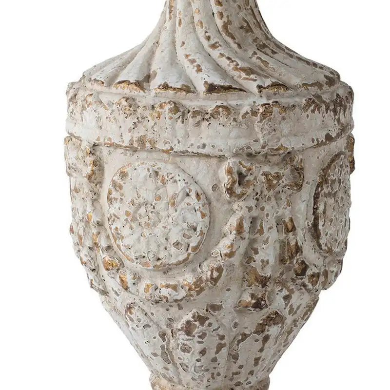 Table d'appoint de 79 cm (31 pouces), pied en forme d'urne, plateau rond, blanc antique