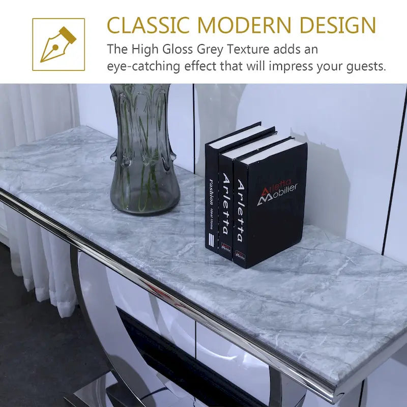 Console rectangulaire de 127 cm (50 pouces) avec piètement circulaire