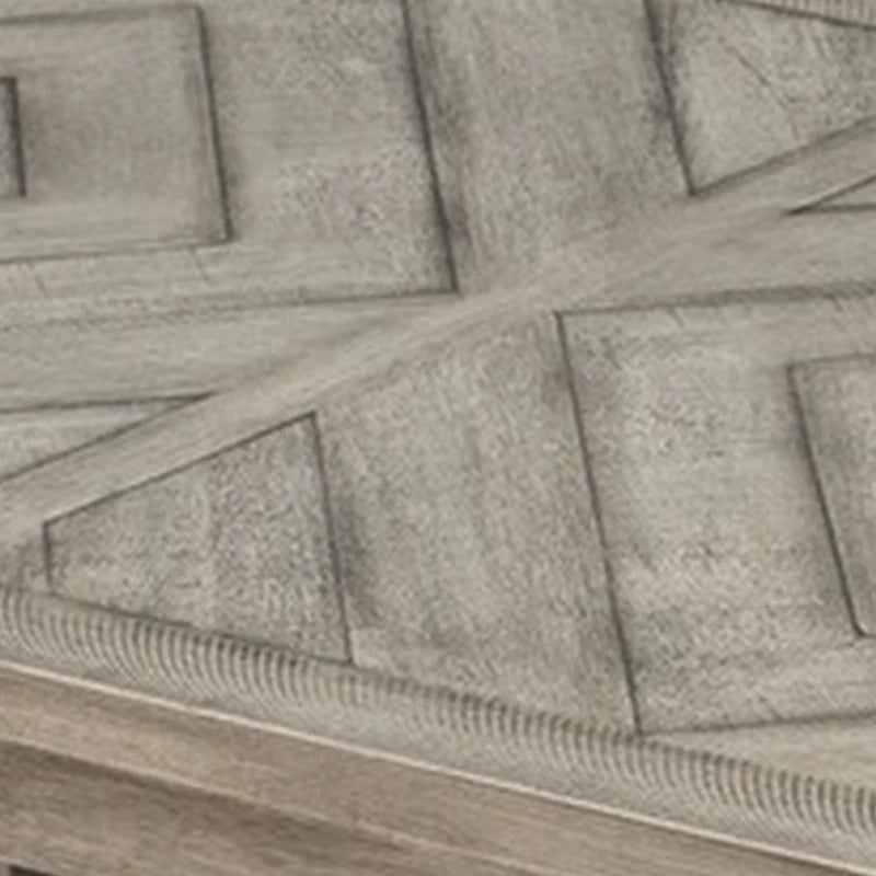 Table de salle à manger rectangulaire Lais 60 pouces, motif losanges veiné de bois, grise