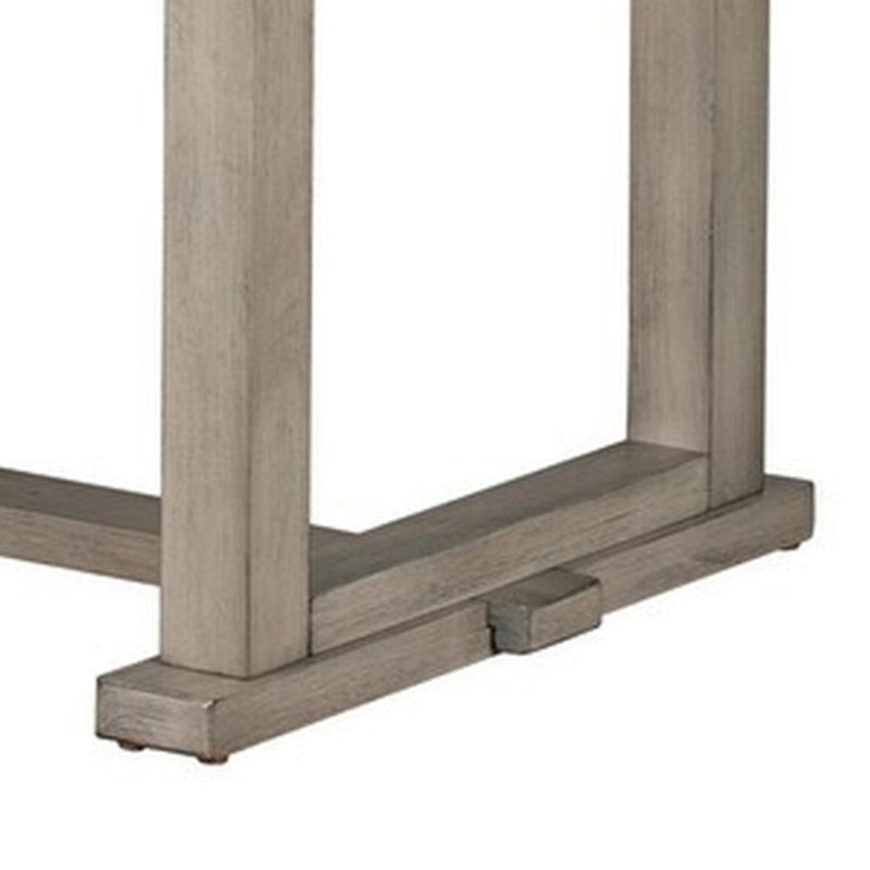 Table de salle à manger rectangulaire Lais 60 pouces, motif losanges veiné de bois, grise