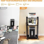 Support d'imprimante mobile à 3 niveaux - 19 cm (P) x 14 cm (L) x 40 cm (H)