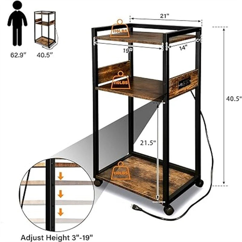 Support d'imprimante mobile à 3 niveaux - 19 cm (P) x 14 cm (L) x 40 cm (H)
