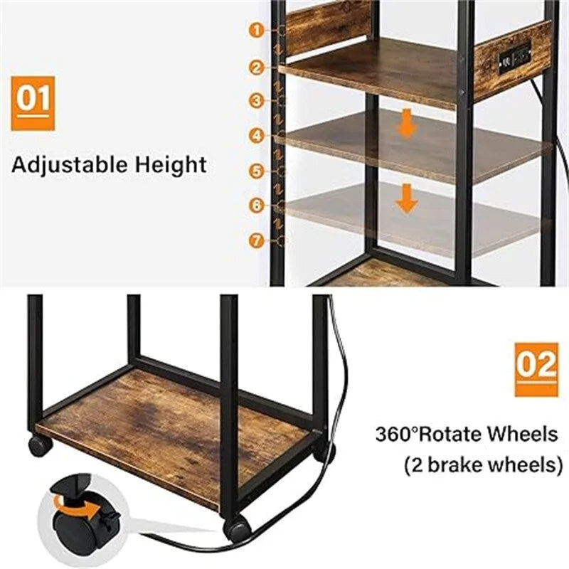 Support d'imprimante mobile à 3 niveaux - 19 cm (P) x 14 cm (L) x 40 cm (H)