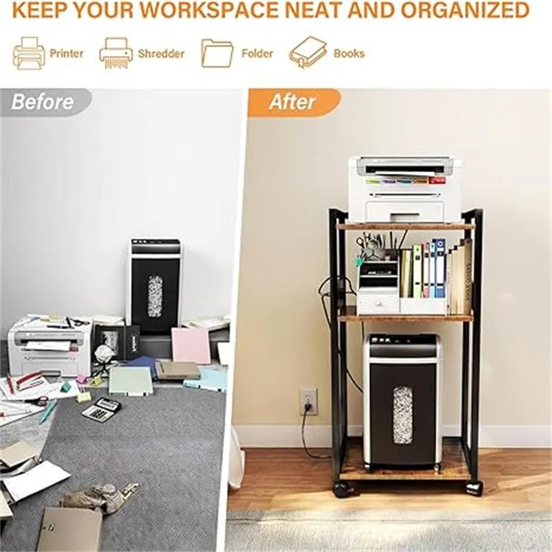 Support d'imprimante mobile à 3 niveaux - 19 cm (P) x 14 cm (L) x 40 cm (H)