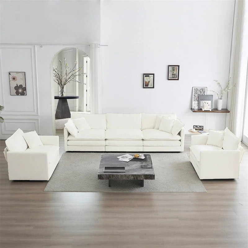 Sofa Set of 3, 1+1+3 Seats Living Room Sofa, Accent Chair, Loveseat