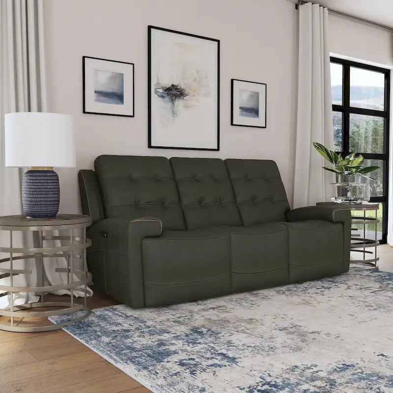 Canapé inclinable électrique Iris en cuir pleine fleur avec appuie-tête électriques par Flexsteel