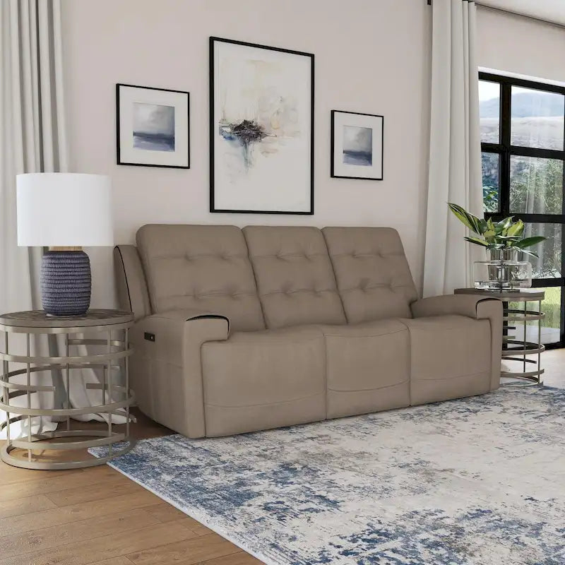 Canapé inclinable électrique Iris en cuir pleine fleur avec appuie-tête électriques par Flexsteel