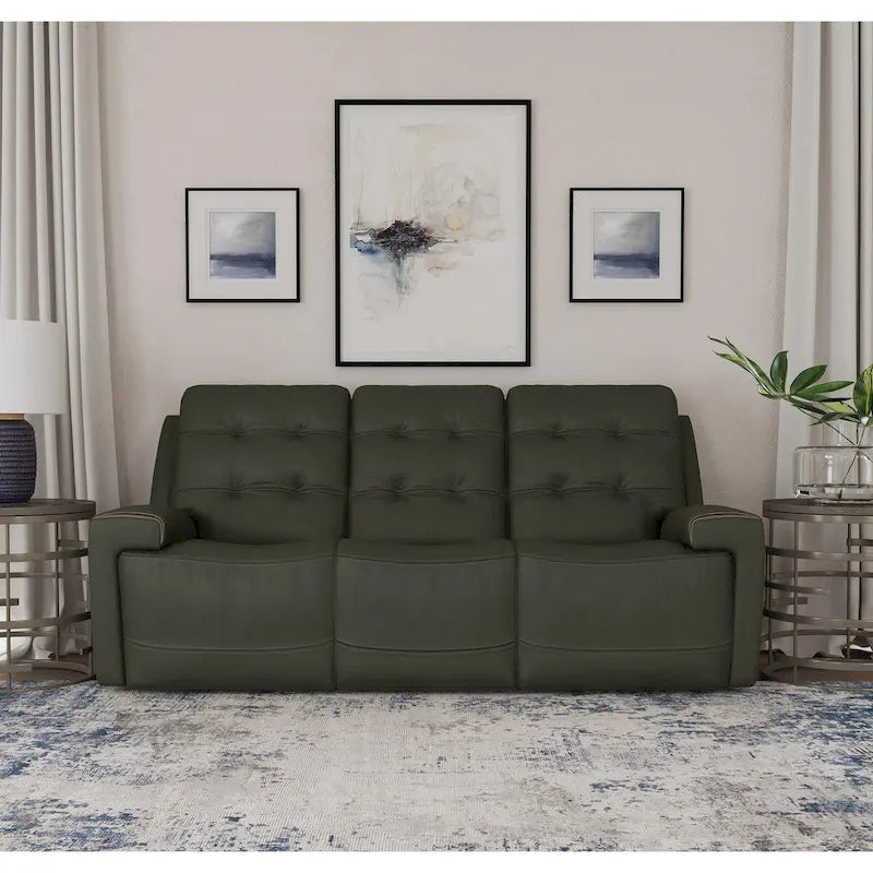 Canapé inclinable électrique Iris en cuir pleine fleur avec appuie-tête électriques par Flexsteel