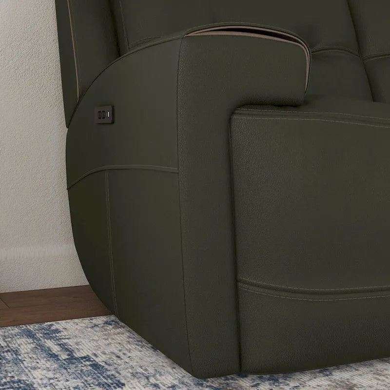 Canapé inclinable électrique Iris en cuir pleine fleur avec appuie-tête électriques par Flexsteel