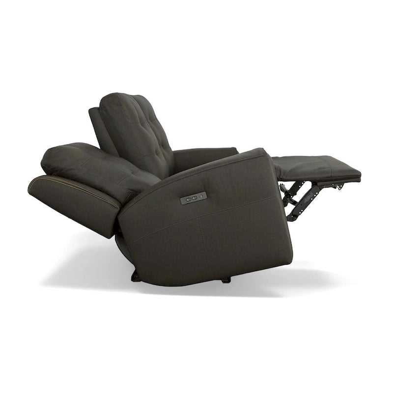 Canapé inclinable électrique Iris en cuir pleine fleur avec appuie-tête électriques par Flexsteel