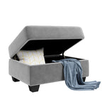 Canapé d'angle moderne en forme de L de 284 cm (112 pouces) avec méridienne réversible, pouf de rangement et deux porte-gobelets - 284 cm (112 pouces) L x 203 cm (80 pouces) P x 86 cm (33,7 pouces) H