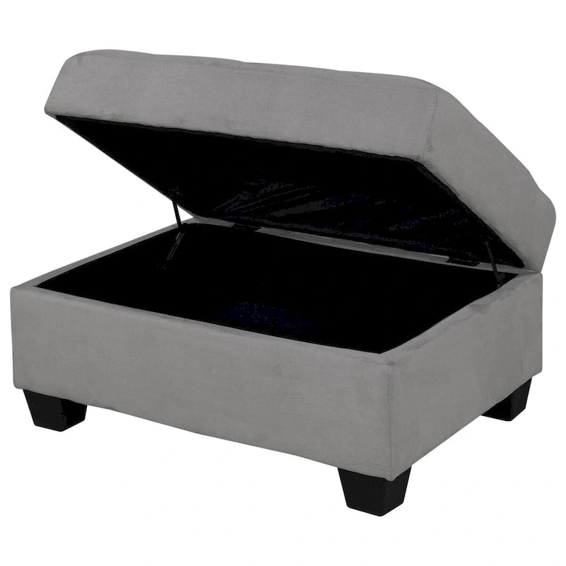 Canapé d'angle moderne en forme de L de 284 cm (112 pouces) avec méridienne réversible, pouf de rangement et deux porte-gobelets - 284 cm (112 pouces) L x 203 cm (80 pouces) P x 86 cm (33,7 pouces) H