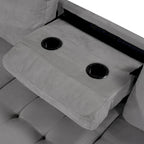 Canapé d'angle moderne en forme de L de 284 cm (112 pouces) avec méridienne réversible, pouf de rangement et deux porte-gobelets - 284 cm (112 pouces) L x 203 cm (80 pouces) P x 86 cm (33,7 pouces) H