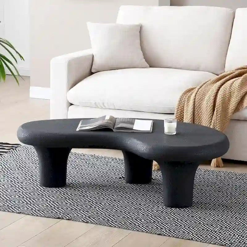 Table basse nuage vintage en fibre de verre de 47,24 cm avec 3 pieds de support, centre irrégulier, aucun assemblage requis