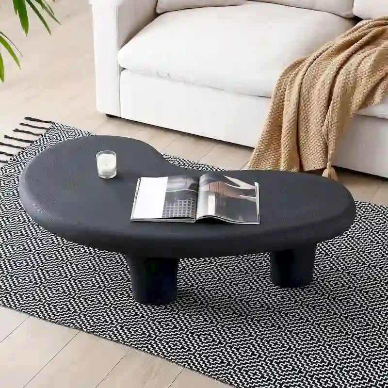 Table basse nuage vintage en fibre de verre de 47,24 cm avec 3 pieds de support, centre irrégulier, aucun assemblage requis