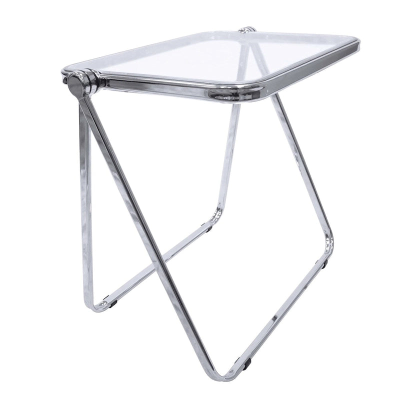 Table d'appoint pliante carrée en plastique LeisureMod Lawrence avec cadre en fer