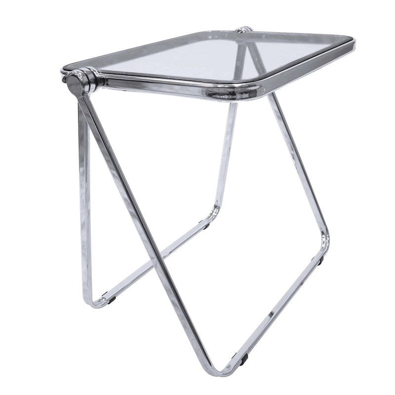 Table d'appoint pliante carrée en plastique LeisureMod Lawrence avec cadre en fer