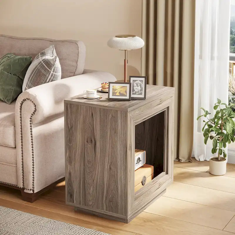 Table d'appoint rectangulaire de style campagnard de 60 cm (23,62 pouces), table de chevet pour salon