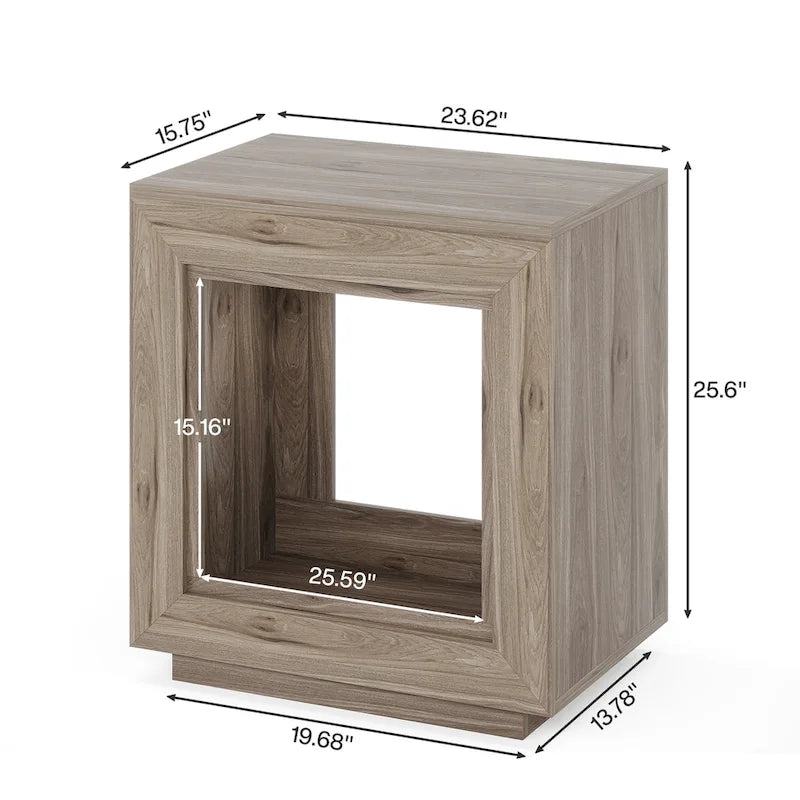 Table d'appoint rectangulaire de style campagnard de 60 cm (23,62 pouces), table de chevet pour salon